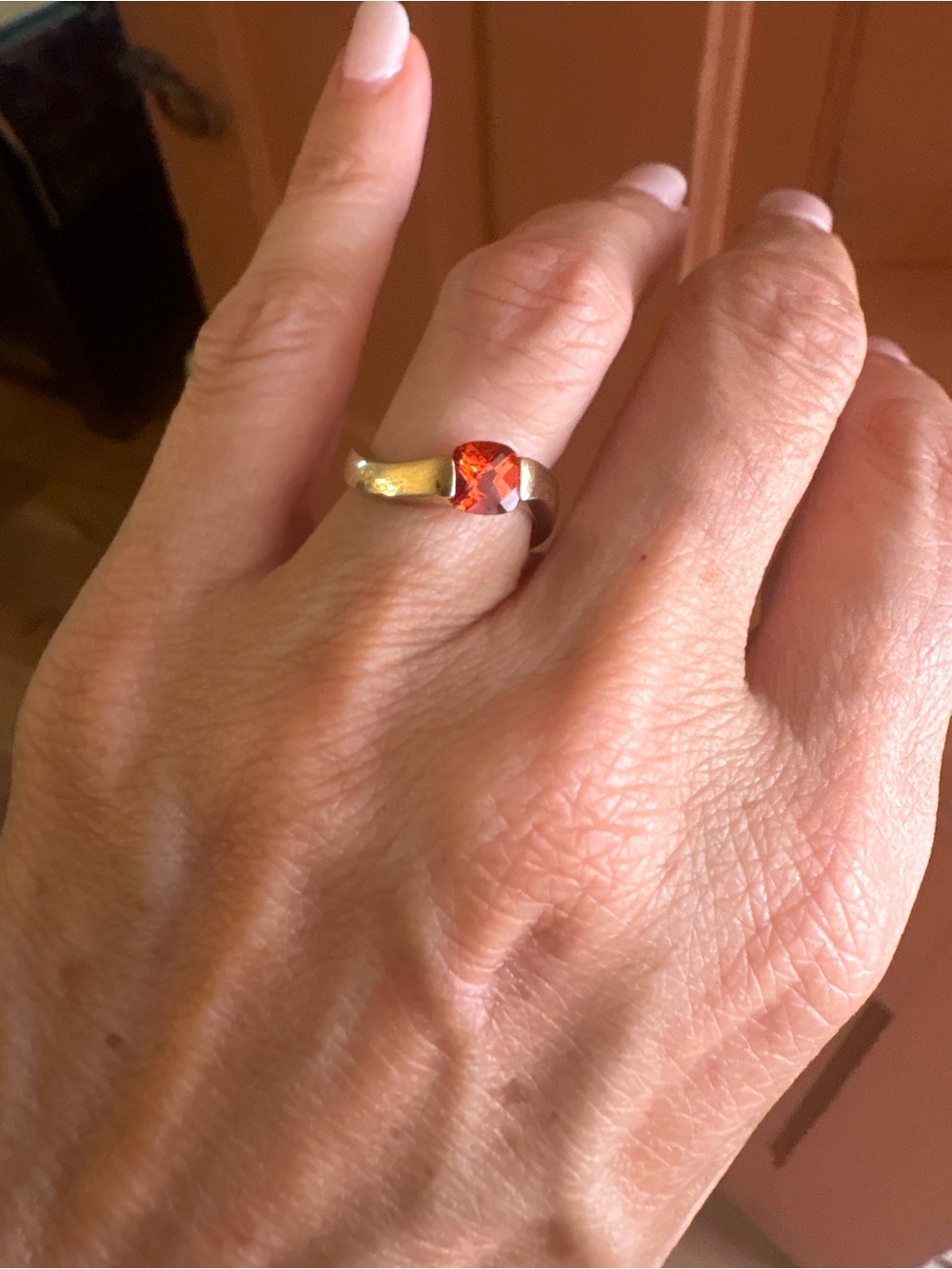 Women's 14K Gold ring with orange sapphire size 6